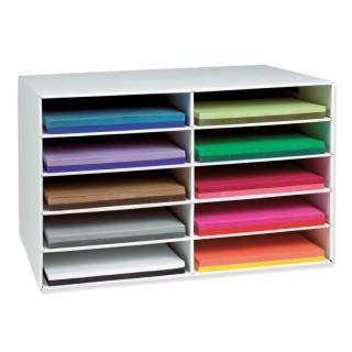 Classroom Keepers® 12" x 18" Construction Paper Storage, 10-Slot, White, 17"H x 27"W x 19"D