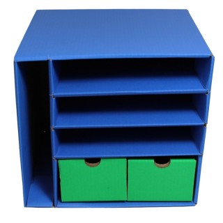 Classroom Keepers® Management Center, 4 Slots, Blue & 2 Drawers, Green, 12-3/8"H x 13-1/2"W x 12-3/8"D