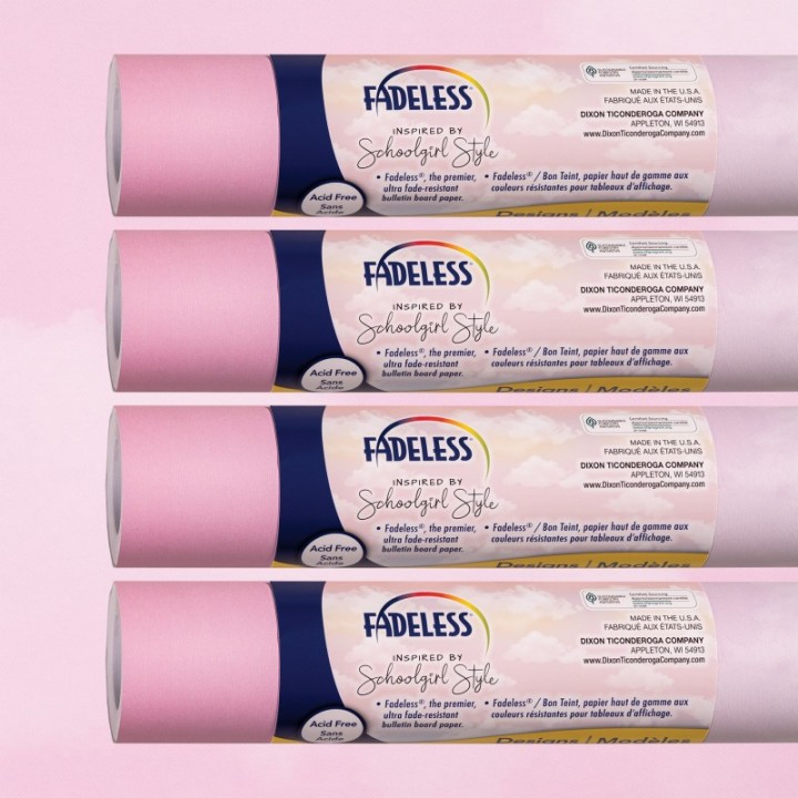 Fadeless® Schoolgirl Style Bulletin Board Paper, 48" x 12', Wildest Dreams, 4 Rolls