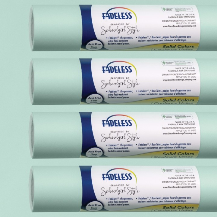Fadeless® Schoolgirl Style Bulletin Board Paper, 48" x 12', Mint to Be, 4 Rolls