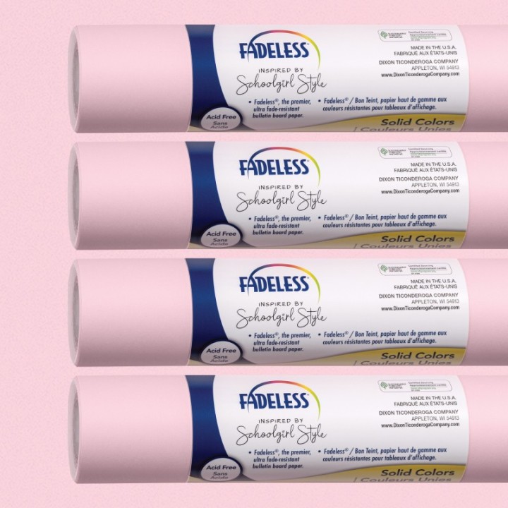 Fadeless® Schoolgirl Style Bulletin Board Paper, 48" x 12', Pretty in Pink, 4 Rolls