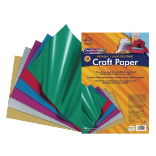Creativity Street® Craft Paper, Metallic, 6 Assorted Colors, 12" x 18", 24 Sheets