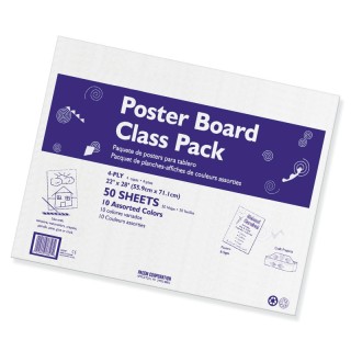 Pacon® Poster Board Class Pack, 10 Assorted Colors, 22" x 28", 50 Sheets