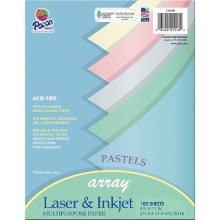 Pacon® Pastel Multi-Purpose Paper, 5 Assorted Colors, 20 lb., 8-1/2" x 11", 100 Sheets