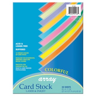 Pacon® Colorful Card Stock, 10 Assorted Colors, 8-1/2" x 11", 50 Sheets