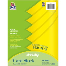 Pacon® Card Stock, Lemon Yellow, 8-1/2" x 11", 100 Sheets