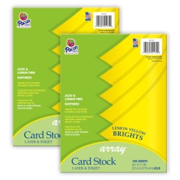Pacon® Card Stock, Lemon Yellow, 8-1/2" x 11", 100 Sheets Per Pack, 2 Packs
