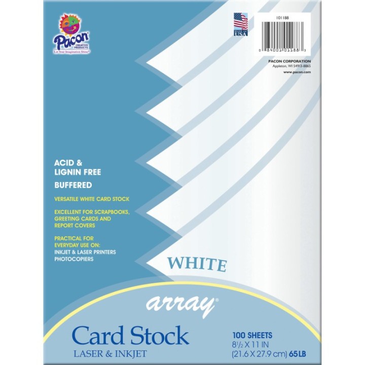 Pacon® Card Stock, Classic White, 8-1/2" x 11", 100 Sheets