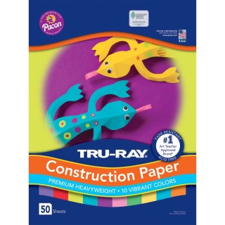 Tru-Ray® Construction Paper, Heavyweight, Vibrant Assortment, 10 Vibrant Colors, 12" x 18", 50 Sheets
