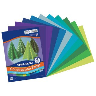 Tru-Ray® Construction Paper, Heavyweight, Cool Assorted, 9" x 12", 50 Sheets