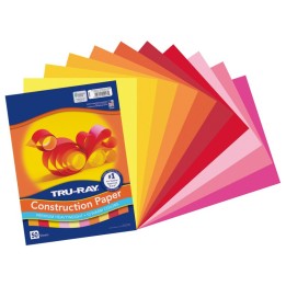 Tru-Ray® Construction Paper, Heavyweight, Warm Assorted, 9" x 12", 50 Sheets