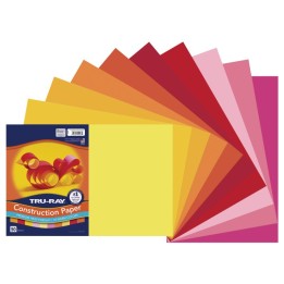 Tru-Ray® Construction Paper, Heavyweight, Warm Assorted, 12" x 18", 50 Sheets