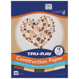 Tru-Ray® Shades of Me Construction Paper, Heavyweight, 5 Assorted Skin Tone Colors, 9" x 12", 50 Sheets