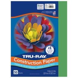 Tru-Ray® Construction Paper, Heavyweight, Holiday Green, 9" x 12", 50 Sheets