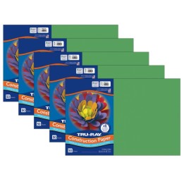 Tru-Ray® Construction Paper, Heavyweight, Holiday Green, 12" x 18", 50 Sheets Per Pack, 5 Packs