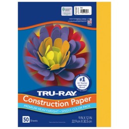 Tru-Ray® Construction Paper, Heavyweight, Gold, 9" x 12", 50 Sheets