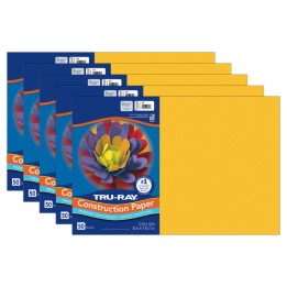 Tru-Ray® Construction Paper, Heavyweight, Gold, 12" x 18", 50 Sheets Per Pack, 5 Packs