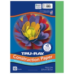 Tru-Ray® Construction Paper, Heavyweight, Festive Green, 9" x 12", 50 Sheets