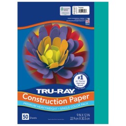 Tru-Ray® Construction Paper, Heavyweight, Turquoise, 9" x 12", 50 Sheets