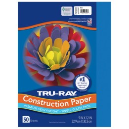 Tru-Ray® Construction Paper, Heavyweight, Blue, 9" x 12", 50 Sheets