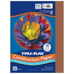 Tru-Ray® Construction Paper, Heavyweight, Warm Brown, 9" x 12", 50 Sheets