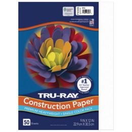 Tru-Ray® Construction Paper, Heavyweight, White, 9" x 12", 50 Sheets