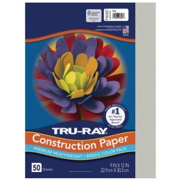 Tru-Ray® Construction Paper, Heavyweight, Gray, 9" x 12", 50 Sheets