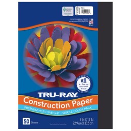 Tru-Ray® Construction Paper, Heavyweight, Black, 9" x 12", 50 Sheets