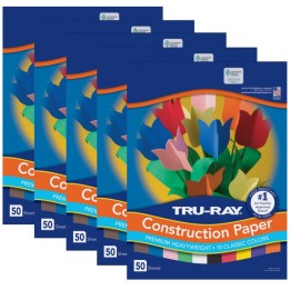 Tru-Ray® Construction Paper Classic Assortment, Heavyweight, 10 Classic Colors, 9" x 12", 50 Sheets Per Pack, 5 Packs