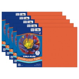 Tru-Ray® Construction Paper, Heavyweight, Orange, 12" x 18", 50 Sheets Per Pack, 5 Packs