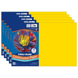 Tru-Ray® Construction Paper, Heavyweight, Yellow, 12" x 18", 50 Sheets Per Pack, 5 Packs