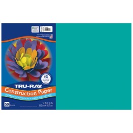 Tru-Ray® Construction Paper, Heavyweight, Turquoise, 12" x 18", 50 Sheets
