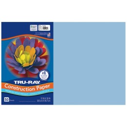 Tru-Ray® Construction Paper, Heavyweight, Sky Blue, 12" x 18", 50 Sheets