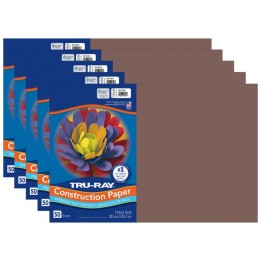 Tru-Ray® Construction Paper, Heavyweight, Dark Brown, 12" x 18", 50 Sheets Per Pack, 5 Packs