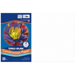Tru-Ray® Construction Paper, Heavyweight, White, 12" x 18", 50 Sheets
