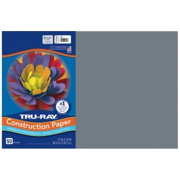 Tru-Ray® Construction Paper, Heavyweight, Slate, 12" x 18", 50 Sheets