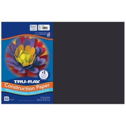 Tru-Ray® Construction Paper, Heavyweight, Black, 12" x 18", 50 Sheets