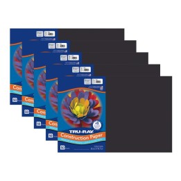 Tru-Ray® Construction Paper, Heavyweight, Black, 12" x 18", 50 Sheets Per Pack, 5 Packs