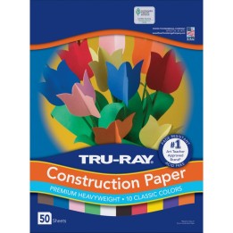 Tru-Ray® Construction Paper, Heavyweight, 10 Classic Colors Assorted, 12" x 18", 50 Sheets