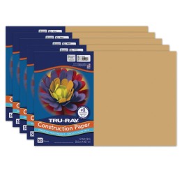 Tru-Ray® Construction Paper, Heavyweight, Almond, 12" x 18", 50 Sheets Per Pack, 5 Packs