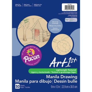 UCreate® Drawing Paper, Manila, Standard Weight, 9" x 12", 50 Sheets
