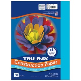 Tru-Ray® Construction Paper, Heavyweight, Atomic Blue, 9" x 12", 50 Sheets