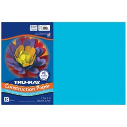 Tru-Ray® Construction Paper, Heavyweight, Atomic Blue, 12" x 18", 50 Sheets
