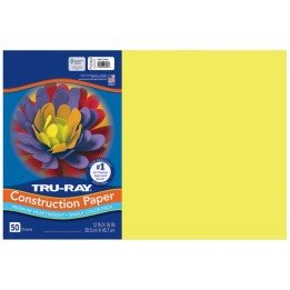 Tru-Ray® Construction Paper, Heavyweight, Lively Lemon, 12" x 18", 50 Sheets