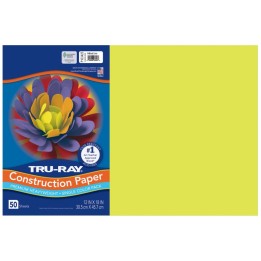 Tru-Ray® Construction Paper, Heavyweight, Brilliant Lime, 12" x 18", 50 Sheets