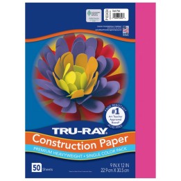 Tru-Ray® Construction Paper, Heavyweight, Dark Pink, 9" x 12", 50 Sheets