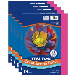 Tru-Ray® Construction Paper, Heavyweight, Dark Pink, 9" x 12", 50 Sheets Per Pack, 5 Packs