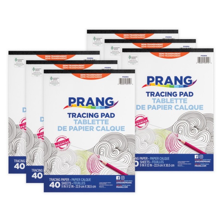 Prang® Tracing Paper Pad, Translucent, 9" x 12", 40 Sheets, Pack of 6