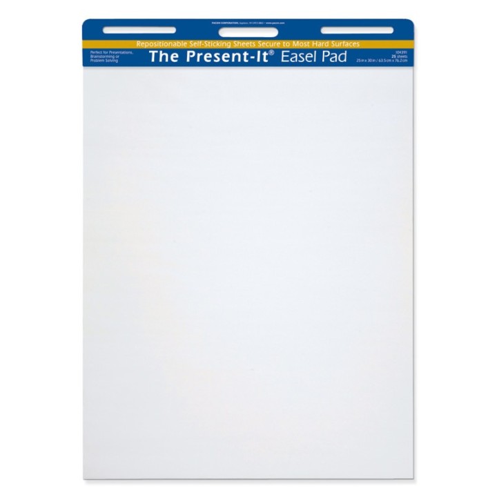 The Present-It® Easel Pad, Self-Adhesive, White, Unruled 25" x 30", 25 Sheets, Pack of 2