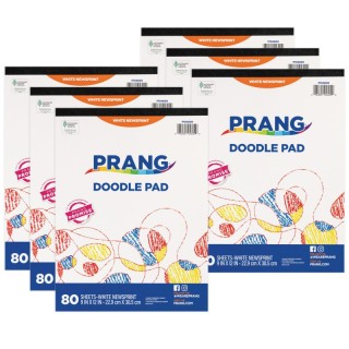 Prang® Doodle Pad, White, 9" x 12", 80 Sheets, Pack of 6